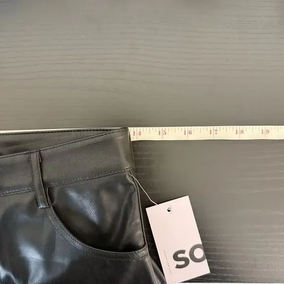 NWT Size 9 SO Black Faux Leather High Rise Flare Bell Bottom Pants Chic Goth 70s - Picture 14 of 16